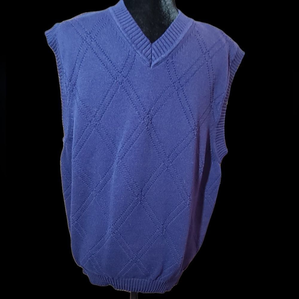 George & Martha V-Neck Sweater Vest‎ Deep Navy sz XL